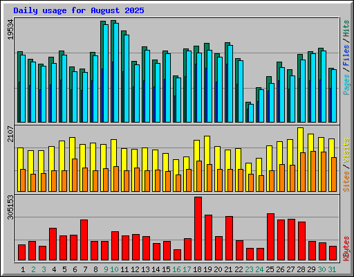 Daily usage for August 2025